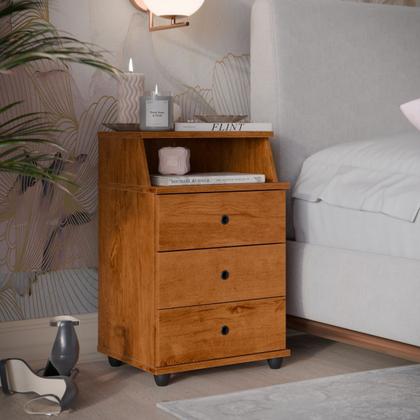 Imagem de Mesa de Cabeceira Moderna Luxo 3 Gavetas Pés Fixo Decoração Quarto