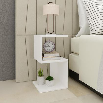 Imagem de Mesa de cabeceira moderna Mdf Branco Lateral Cama Quarto Casal Solteiro Decoração