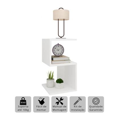 Imagem de Mesa de cabeceira moderna Mdf Branco Lateral Cama Quarto Casal Solteiro Decoração