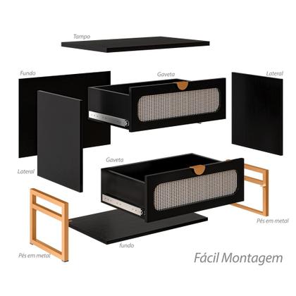 Imagem de Mesa de Cabeceira Moderna Titanium com Fino Acabamento 45cm - Preto / Dourado