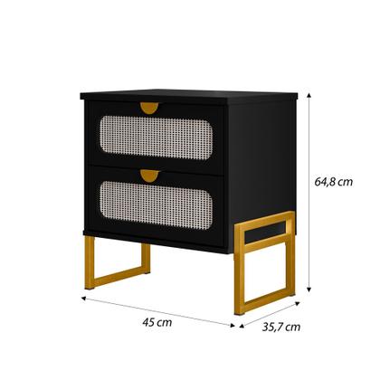 Imagem de Mesa de Cabeceira Moderna Titanium com Fino Acabamento 45cm - Preto / Dourado