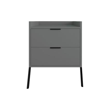 Imagem de Mesa de Cabeceira Moderno com 2 Gavetas Asher 63cm - Cinza