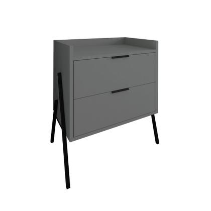 Imagem de Mesa de Cabeceira Moderno com 2 Gavetas Asher 63cm - Cinza