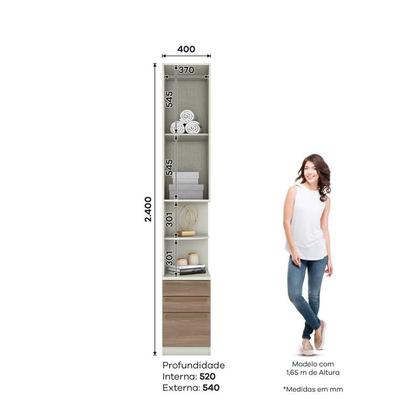 Imagem de Mesa de Cabeceira Modulada 2 Portas 3 Gav Areia/Jequitibá