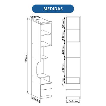 Imagem de Mesa de Cabeceira Modulada Reto 1 Porta 2 Gavetas Elegance