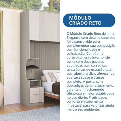 Imagem de Mesa de Cabeceira Modulada Reto 1 Porta 2 Gavetas Elegance