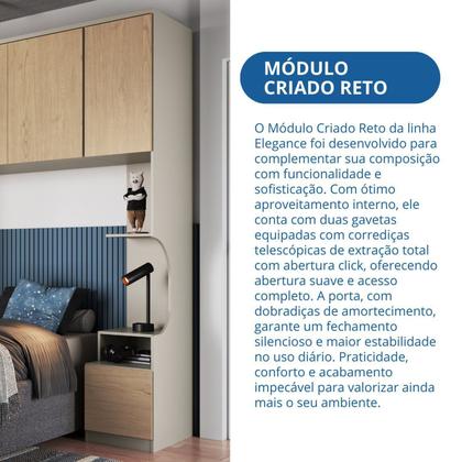Imagem de Mesa de Cabeceira Modulada Reto 1 Porta 2 Gavetas Elegance