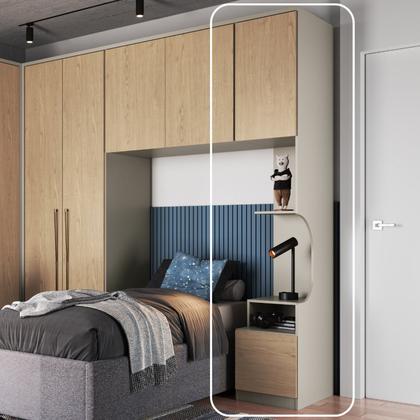 Imagem de Mesa de Cabeceira Modulada Reto 1 Porta 2 Gavetas Elegance