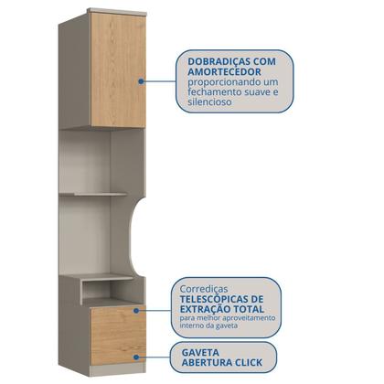 Imagem de Mesa de Cabeceira Modulada Reto 1 Porta 2 Gavetas Elegance