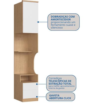 Imagem de Mesa de Cabeceira Modulada Reto 1 Porta 2 Gavetas Elegance