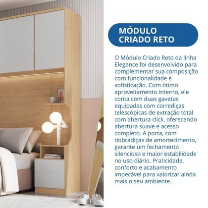 Imagem de Mesa de Cabeceira Modulada Reto 1 Porta 2 Gavetas Elegance