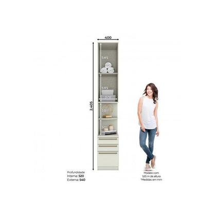 Imagem de Mesa de Cabeceira Modulada Seletto 1 Porta e 3 Gavetas Areia - Móveis Henn