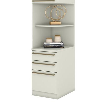 Imagem de Mesa de Cabeceira Modulada Seletto 1 Porta e 3 Gavetas Areia - Móveis Henn