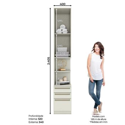 Imagem de mesa de cabeceira Modulado 02 Portas 03 Gavetas Predileto Henn Areia Hp