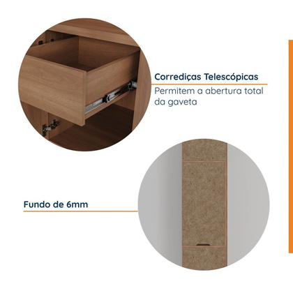 Imagem de Mesa de Cabeceira Modular Direita 2 Portas 1 Gaveta Hera CabeCasa MadeiraOriginals