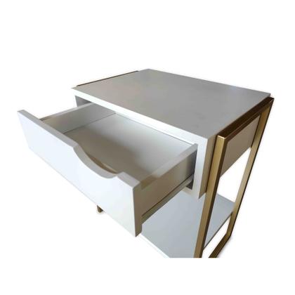 Imagem de Mesa de Cabeceira Mordomo Lateral Cama Com 1 Gaveta Branco / Dourado