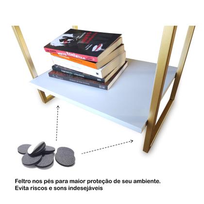 Imagem de Mesa de Cabeceira Mordomo Lateral Cama Com 1 Gaveta Branco / Dourado
