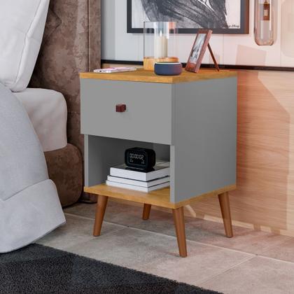 Imagem de Mesa De Cabeceira Mudo Box Quarto Cama Naty Cinza Nature