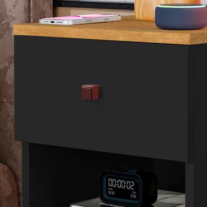 Imagem de Mesa De Cabeceira Mudo Box Quarto Cama Naty Preto Nature