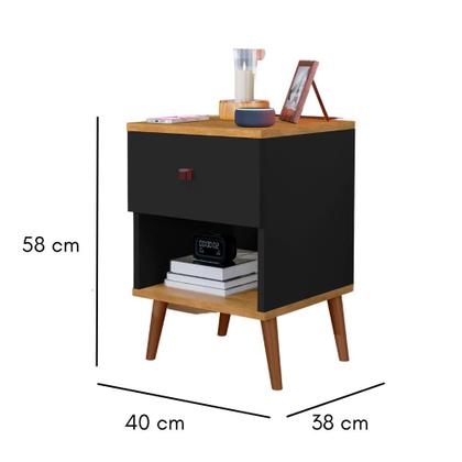 Imagem de Mesa De Cabeceira Mudo Box Quarto Cama Naty Preto Nature