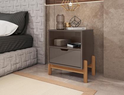 Imagem de Mesa de Cabeceira Nice Cinza Perola