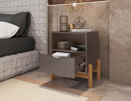 Imagem de Mesa de Cabeceira Nice Cinza Perola