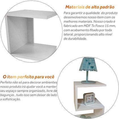 Imagem de Mesa De Cabeceira Nicho em S MDF Elegante para Quarto - Branco