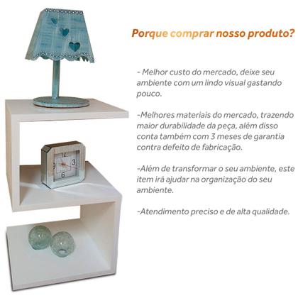 Imagem de Mesa De Cabeceira Nicho em S MDF Elegante para Quarto - Branco