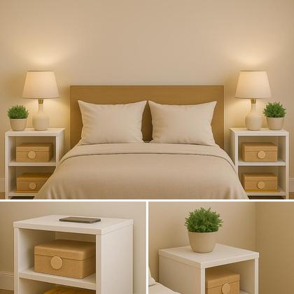 Imagem de Mesa de Cabeceira Nicho Quarto Casal Decoração Mesinha Apoio Cama Quarto Casal Solteiro Criado Mdf