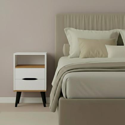 Imagem de Mesa de Cabeceira OLD 2 Gavetas e Nicho Para Quarto Moderno e Elegante