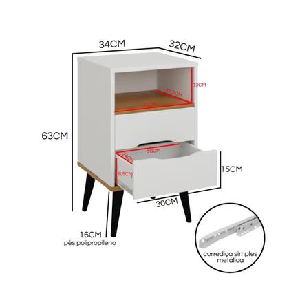Imagem de Mesa de Cabeceira OLD 2 Gavetas e Nicho Para Quarto Moderno e Elegante