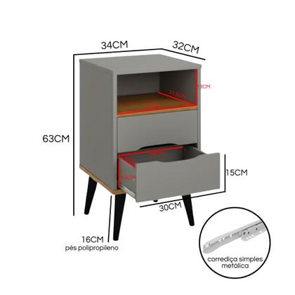 Imagem de Mesa de Cabeceira OLD 2 Gavetas e Nicho Para Quarto Moderno e Elegante
