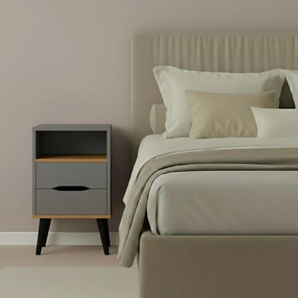 Imagem de Mesa de Cabeceira OLD 2 Gavetas e Nicho Para Quarto Moderno e Elegante