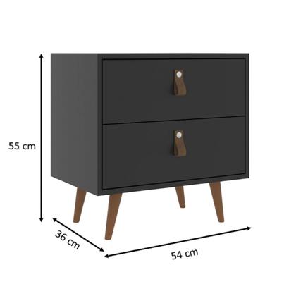 Imagem de Mesa de Cabeceira Padua 2 Gavetas Preto - Jcarvalho