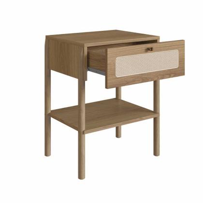 Imagem de Mesa de Cabeceira Pandora 1 Gaveta Palhinha Pé Madeira Boho Móvel na Caixa