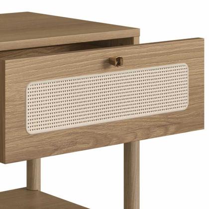 Imagem de Mesa de Cabeceira Pandora 1 Gaveta Palhinha Pé Madeira Boho Móvel na Caixa