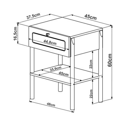 Imagem de Mesa de Cabeceira Pandora 1 Gaveta Palhinha Pé Madeira Boho Móvel na Caixa