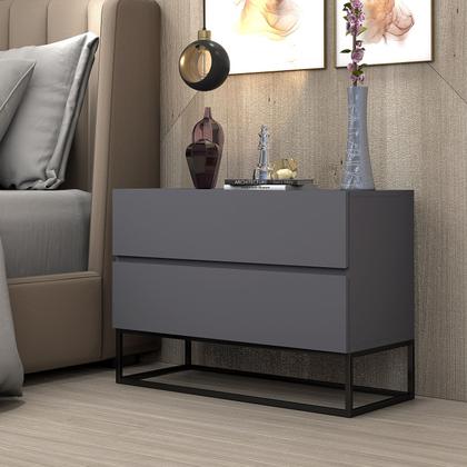 Imagem de mesa de cabeceira para cama quarto casal eros 60cm 2 gavetas espaçosas e moderna design elegante e industrial pé preto