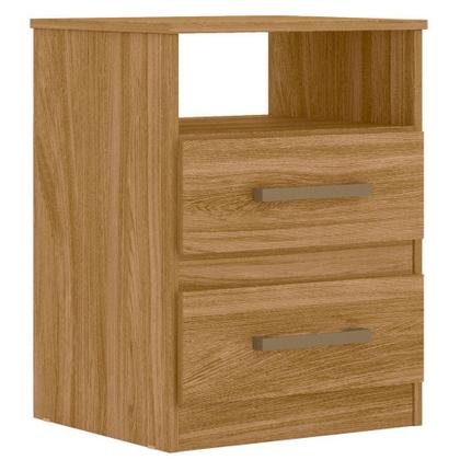 Imagem de Mesa De Cabeceira Para Quarto 2 Gavetas Kit 2 Ares M07 Freijó - Mpozenato