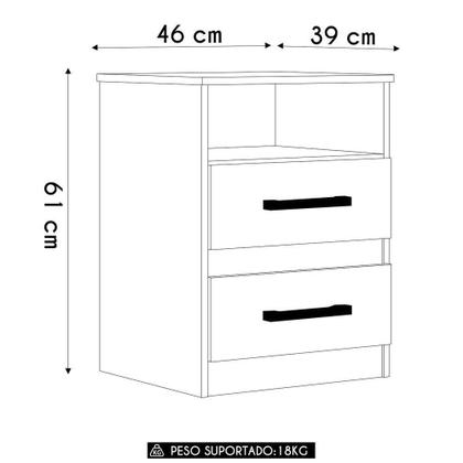 Imagem de Mesa De Cabeceira Para Quarto 2 Gavetas Kit 2 Ares M07 Freijó - Mpozenato