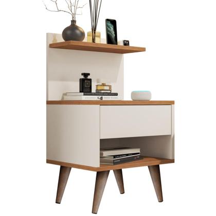 Imagem de Mesa de Cabeceira para Quarto com 1 Gaveta e Pés Retrô Sleep - Várias Cores