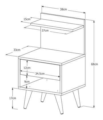 Imagem de Mesa de Cabeceira para Quarto com 1 Gaveta e Pés Retrô Sleep - Várias Cores