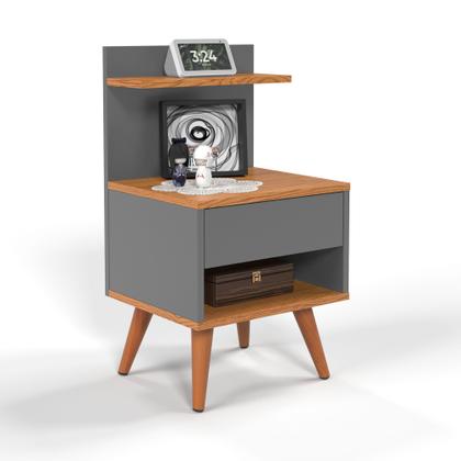 Imagem de Mesa de Cabeceira para Quarto com 1 Gaveta e Pés Retrô Sleep - Várias Cores