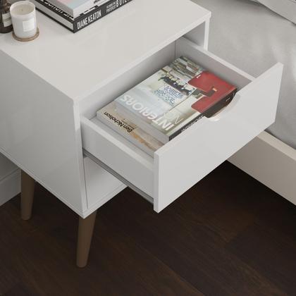 Imagem de Mesa de Cabeceira para Quarto Conjunto Madri Estilo Retrô com Pés Palito