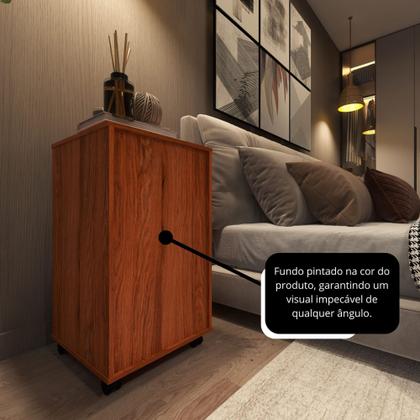 Imagem de Mesa de Cabeceira para quarto de casal ou solteiro com pés rodízios e 4 gavetas - Nature