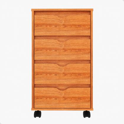 Imagem de Mesa de Cabeceira para quarto de casal ou solteiro com pés rodízios e 4 gavetas - Nature