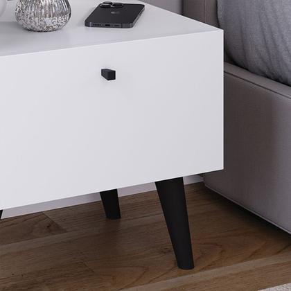 Imagem de Mesa de Cabeceira para Quarto Estilo Retro Romeu Com 1 Porta e Pés Antiumidade Lançamento T.L Moveis