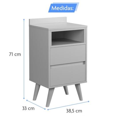 Imagem de Mesa De Cabeceira Para Quarto Pés Retro C/ Gaveta Alamo