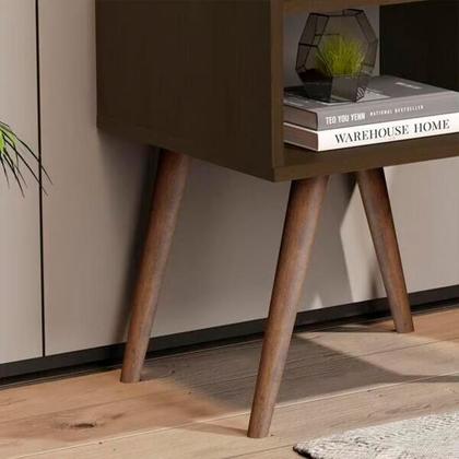 Imagem de Mesa De Cabeceira Pé Retrô Quarto Com Prateleira 1515 Canela