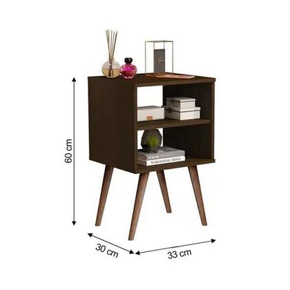 Imagem de Mesa De Cabeceira Pé Retrô Quarto Com Prateleira 1515 Canela